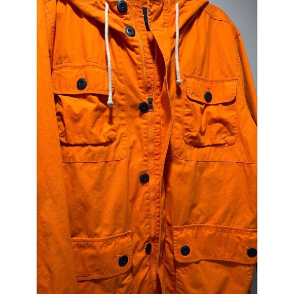 GAP Netherlands Women's XL Full Zip City Deck Hooded Jacket Vibrant Orange Lined - Picture 2 of 7